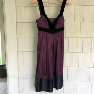 Black and Purple Velvet & Satin Stretch Formal Dress